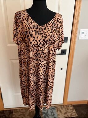New Soma cool nights on the prowl short sleeve leopard print sleep shirt. XL.